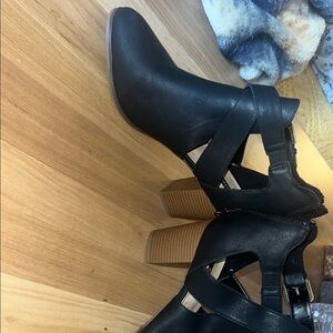 Black Ankle Boots with Block Heel